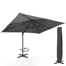 Protégez votre parasol des intempéries avec cette housse de protection pour parasol déporté 3x3. Parasol Deporte Rectangulaire Gris 3x4m Rotatif Calvi Id Market