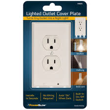 Powerglow Wall Outlet Plate Led Night Light On Off Switch White Duplex 240025 Powerglow Led Night Light Night Light Wall Outlets