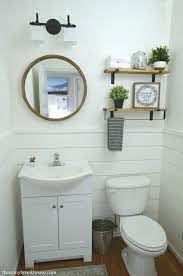 Simple inexpensive ideas and materials like these can help you create your own designer bathroom. Farmhouse Powder Room Makeover Is Finished Farmhouse Powder Room Powder Room Makeover Powder Room Remodel