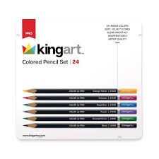Kingart Pro Soft Core Oil Based Colored Pencil Set Metal Tin 24 Blendable Unique Colors Colored Pencil Set Colored Pencils Unique Colors