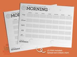 2 Kids Morning Routine Chart Reward Chart Chore Chart Daily Schedule Checklist Behavior Rewards Printable Editable Pdf