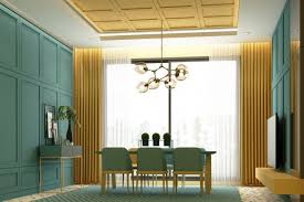 1id es fantastiques pour une salle salon salle manger. Design De Scene D Image Interieure De Ton Jaune Et Vert Salle A Manger De Luxe Moderne Avec Decoration Murale Detaillee Et Element De Mobilier Classique Rendu 3d Photo Premium
