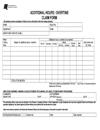 While overtime pay can be seen a benefit, it's also something that you're entitled to, especially if you've been working way more than you're required to. Overtime Claim Form Fill Online Printable Fillable Blank Pdffiller