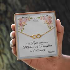 Birthday Present Ideas For Mom From Daughter Personalized Birthday Gifts For Daughter From Mom Sentimental Mother Daughter Jewelry Unique Gifts From Mother Gold Infinity Charm Necklace In 2020 Personalized Birthday Gifts Daughter Personalized Birthday Gifts