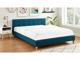 Ll découvrez nos têtes de lit : Lit Adulte Avec Tete De Lit Capitonnee En Tissu Bleu Canard Sommier A Lattes 160x200cm Collection Milo 292567 6 Vente De Homifab Conforama