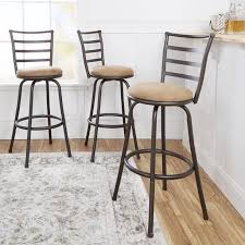 Mainstays Adjustable Height Swivel Barstool Hammered Bronze Finish Set Of 3 In 2020 Bar Stools Dinning Chairs Adjustable Bar Stools