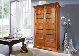 Oxford Kleiderschrank 0509 Akazie Honig Massiv Drehturenschrank Kleiderschrank Schrank Weiss Hochglanz