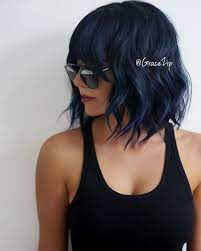 10 Intriguing Blue Hairstyles And Color Ideas 2020 Medium Bob Hairstyles Medium Hair Styles Short Hair With Bangs