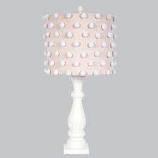 White Shabby Chic Lamp Base With Pink Drum Shade With White Pom Poms Shabby Chic Table Lamps Shabby Chic Lamps Shabby Chic Furniture