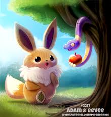 Daily Paint 2217 Adam And Eevee By Https Www Deviantart Com Cryptid Creations On Deviantart Daily Painting Cute Animal Drawings Cute Drawings