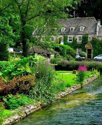Bibury Gloucestershire England Jardin Maison Chalet Anglais Paysage Anglais