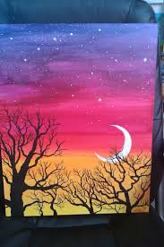 Image Result For Easy Acrylic Painting Ideas For Beginners On Canvas Aquarellbilder Wasserfarben Bilder Sonnenuntergang Malerei