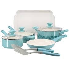 Spice BY TIA MOWRY 10 Piece Ceramic Nonstick Aluminum Cookware Set in Mint  985121475M - The Home Depot