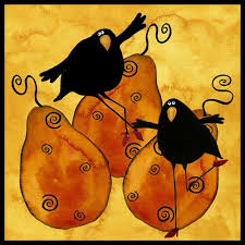 Black Birds In Painting Debi Hubbs Art Blackbirds Pear Party Pr63 Crow Art Whimsical Art Art Quilts