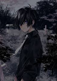 Animeboy Purpleeyes Blackhair Dark Crosses Graveyard Yandere Anime Anime Drawings Boy Anime