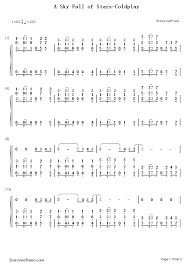 A Sky Full Of Stars Coldplay Numbered Musical Notation Preview 1 Free Piano Sheet Music Piano Chords Notations Coldplay Piano Sheet Music Free