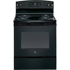 Ge 30 In 5 3 Cu Ft Electric Range With Self Cleaning Oven In Black Jb258dmbb The Home Depo Freestanding Electric Ranges Electric Range Self Cleaning Ovens