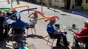 See how far the marbles will go, or set up two tracks side by side and have. Pool Noodle Hats Are The New Way To Enforce Physical Distancing In Germany