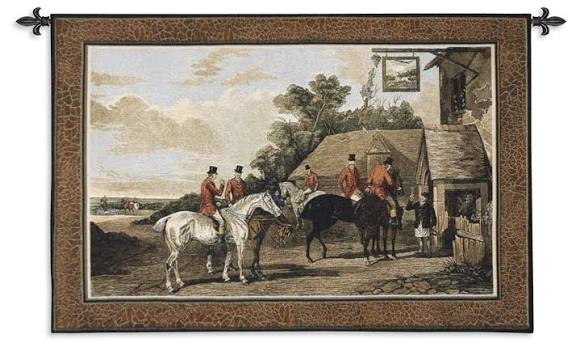 English Hunting Scenes Returning Home from the Hunt by William Joseph Shayer | Woven Tapestry Wall Art Hanging | English Fox Hunt Vintage Decor | 100% Cotton USA Size 52x35