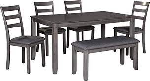 Sand the entire table to remove all stain from edges and legs. Amazon Com Signature Design By Ashley Bridson Dining Room Table And Chairs With Bench Set Of 6 Gray Table Chair Sets