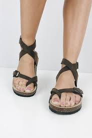 Birkenstock Ankle Strap Sandals Birkenstock Inspired Fun Sandal With An Adjustable Ankle Strap And Toe Loop Cork Footbed Supports The Arch Nice Sandals Ankle Strap Sandals Strap Sandals Flat