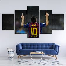 5 Panel Moduler Buyuk Hd Baskili Tuval Boyama Lionel Messi Sanat Modern Ev Dekor Duvar Sanati Resim Icin Oturma Odasi Yapit Decor Home Decor Furniture