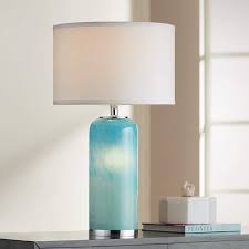 Stunning art deco bronze figurine style table lamp. Nimbus Blue Art Glass Accent Table Lamp With Night Light 74p49 Lamps Plus