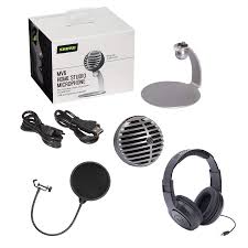 Shure Mv5 Usb Microphone W Samson Sr350 Headphones Bundle Pixel Pro Audio