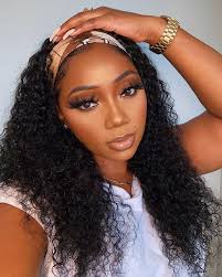 It can be restyled and colored without any problem. Curly Headband Wig Brazilian Remy Deep Wave Human Hair Wigs Glue