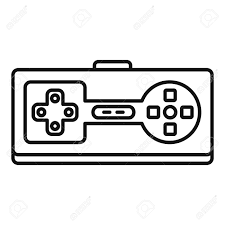 A page with one large video game controller outline. Retro Game Controller Icon Outline Retro Game Controller Vector Icon For Web Design Isolated On White Background Royalty Free Cliparts Vectors And Stock Illustration Image 124588871