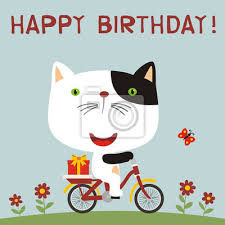 Choisir l'humour pour souhaiter un bon anniversaire (surtout lorsque nous vieillissons) peut être une vous pourrez ainsi l'utiliser pour une carte d'anniversaire, un sms, un mail ou pour vos messages facebook ou twitter ! Bon Anniversaire Le Chat Mignon Des Chatons Est A Velo Avec Autocollants Murales Velocipede Felicitation Agreable Myloview Fr