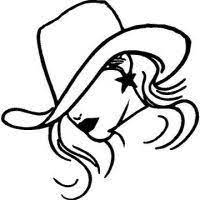 Cowgirl Head Tilting Her Cowboy Hat Sticker Silhouette Drawing Cowboy Hat Drawing Country Drawings