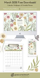 Only print the required months March 2021 Free Calendar Wallpapers Printable Planner Illustrated Vernal Field Pineconedream By Gyaneshwari Dave