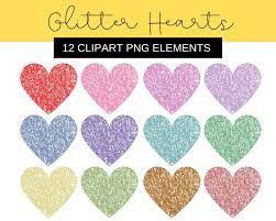 12 Glitter Heart Clipart Png Files Pink Blue Green Gold Red Glitter Love Hearts Wedding Children Birthday Invitation Commercial Use Glitter Hearts Clip Art Red Glitter