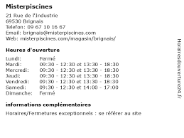 ᐅ horaires d ouverture misterpiscines 21 rue de l industrie a brignais