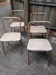 Vintage Hamilton Cosco Mid Century Modern 4 Metal Folding Gatefold Chairs Chair Mid Century Modern Cosco