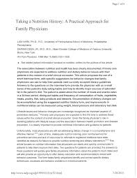 Pdf Taking A Nutrition History A Practical Approach For Family Physicians