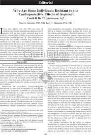 Why Are Some Individuals Resistant To The Cardioprotective Effects Of Aspirin Circulation