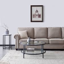 The coffee table features a stunning weathered finish with sophisticated turned supports and plank construction. Tiramisubest Round Glass Coffee Table With Double Storage Clear Overstock 32742063