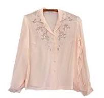 VTG Peony Floral Hand Embroidered 100% Silk Lace Blouse‎ Women 38 Dead  Stock NWT