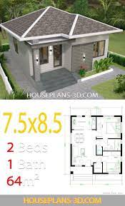 House Design 7 5x8 5 With 2 Bedrooms House Plans S House Plans Bedroom House Plans Small House Design
