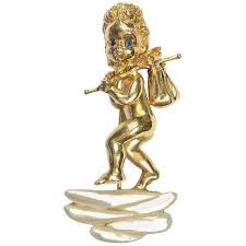 William Ruser Large Thursday S Child Has Far To Go Brooch Pin Natural Pearls Sapphire Eyes Brooch
