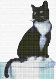 Print this whimsical cat cross stitch chart with instructions, free and without registration. Tuxedo Cat Cross Stitch Designs