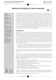 Pdf Models Of Disability A Brief Overview