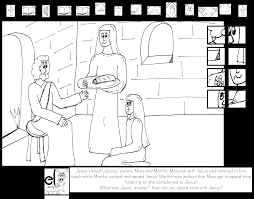 Jesus visits mary and martha coloring page from jesus mission period category. Mary And Martha Coloring Pages