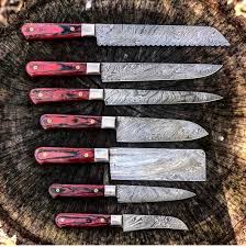 Damascus Steel Chef Kitchen Knife Set With Leather Carry Bag Damascus Steel Kitchen Knives Knife Set Kitchen Kitchen Knives