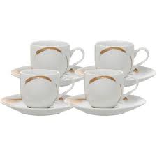 Dinnerware, home fragrance, gifts for every ocassion Odessa Espresso Cup And Saucer Set Of 4 White Gold The One Uae