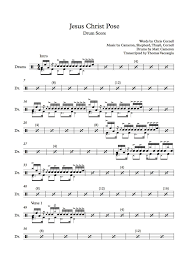 Drum Score Soundgarden Jesus Christ Pose P 1 Drum Sheet Music Drums Sheet Drums