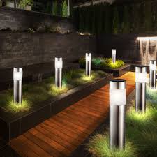 Sie unterscheiden in funktionsweise und montage: 5er Set Led Solar Steck Lampen Garten Leuchten Stein Spot Edelstahl Strahler