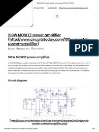 100w mosfet power amplifier circuit using irf. 100w Mosfet Power Amplifier Circuit Using Irfp240 Irfp9240 Amplifier Field Effect Transistor